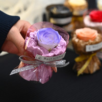 Bouquet de fleurs de savon miniatures faites à la main, fleurs séchées, mousse de laine, petite taille de poche, cadeau de la Saint-Valentin pour les petites amies, vente en gros