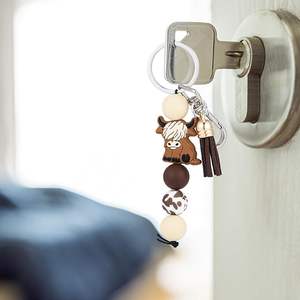 Silicone caoutchouc Highland vache fête faveurs mignon cadeaux animaux <span class=keywords><strong>porte</strong></span>-clés avec gland pour femmes hommes cadeaux <span class=keywords><strong>porte</strong></span>-clés - Product Image 4