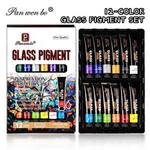 Panwenbo - Juego de <span class=keywords><strong>Pintura</strong></span> para Vidrio de 12 Colores/22 ml, <span class=keywords><strong>Pintura</strong></span> Profesional para Manualidades, No Tóxica, Resistente al Agua - Product Image 1