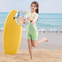Nuevo Traje de Baño de una Pieza con Estampado Animal de Manga Larga para Niñas Pequeñas, para el Verano y Aguas Termales, UPF 50
