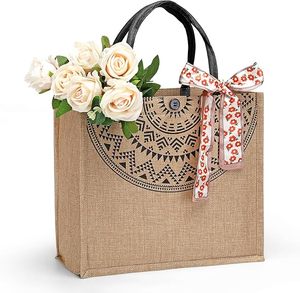 Women'<strong>s</strong> Fashionable Eco-friendly <strong>Jute</strong> <strong>Tote</strong> <strong>Bag</strong> Zipper Closure Custom Logo Long Fabric Handle Reusable Travel Gift Shopping - Product Image 1