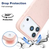 Nouvelle coque de téléphone portable en paille de blé biodégradable pour iPhone 17 Pro Max, antichoc, protection 360°, en stock