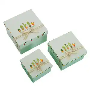 豪华方形锐利盖子和底盒绿色设计纸豪华花卉礼品包装盒