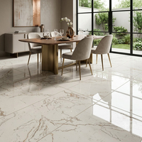 Carreaux de sol en porcelaine brillante effet marbre veiné or et gris, grand format 1200 x 600 (24x48), finition haute brillance, vente en gros