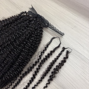 100% Tự Nhiên Màu Đen Afro Kinky Micro Vòng Lặp Lông Dòng Tóc Phần Mở Rộng Vô Hình Crochet Phần Mở Rộng Tóc - Product Image 2