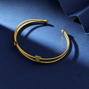 Bijoux Artic, bracelet manchette tendance en argent sterling 925 fait à la main, zircon, plaqué or jaune 18 carats, cadeaux pour l'anniversaire de la petite amie - Product Image 4