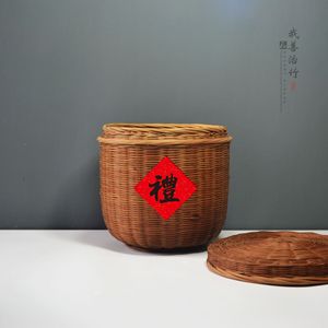 Handmade Bamboo Gift Basket Round With Handle For Craft And Gift Packaging ZLB 029 - Product Image 4