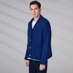 Pull-over à manches longues en gros, cardigan décontracté d'hiver, veste tricotée décontractée, pull en laine à col en V pour homme - Product Image 3