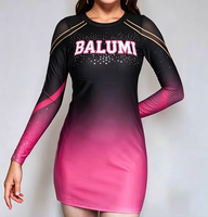 Robe de cheerleading personnalisée bleu rose dégradé avec logo en strass, tenue de compétition pour jeunes cheerleaders, costume de performance d'équipe