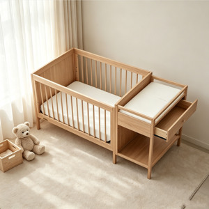 Luxury Diaper Table Multifunctional Baby Wood Beds with <b>Drawers</b> <b>6</b> In 1 Baby Cribs for 0 -<b>6</b> Years - Product Image 3