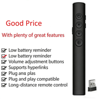 Bon prix, télécommande sans fil 2,4 GHz avec pointeur laser, récepteur USB, corps noir, portée 100 m pour présentations PPT et réunions (pages haut/bas)