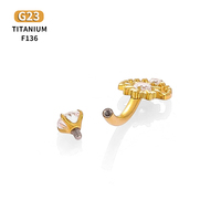 YW perhiasan tindik tubuh tombol perut tindik permata ganda G23 ASTM F136 Titanium cincin kancing perut tindik pusar untuk wanita