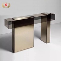 HJ Home Offres Spéciales Table d'entrée de forme rectangulaire Table décorative d'entrée Table console en verre trempé acrylique pour salon