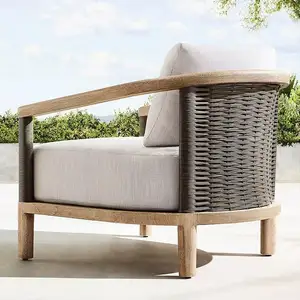 Factory hot sale outdoor teak footstool villa courtyard wooden footrest hotel garden courtyard sofa modern furniture