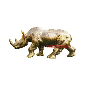 크리스마스 훈장을 % s 옥외 섬유유리 실물 크기 코뿔소 동상