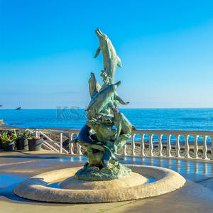 Sculpture moderne d'extérieur-Statue décorative en forme d'animal marin-Bronze-Deux dauphins-Décoration <span class=keywords><strong>de</strong></span> jardin - Product Image 6