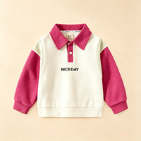 Sweat-shirt personnalisable pour filles, col polo, color block, avec imprimé lettres positives, manches longues, haut décontracté d'automne pour enfants