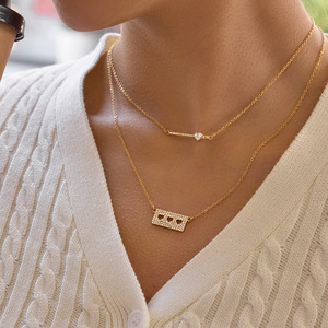 สร้อยคอรูปหัวใจประดับเพชรเทียม ชุบทอง 18K บนสแตนเลสสตีล สำหรับใส่ทุกวัน - Product Image 3