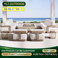 Juego de Sofás de Teca para Exteriores de Estilo Nórdico Moderno, Muebles de Lujo para Exteriores de Hotel, Sofá de Patio, Sillón de Jardín, Fabricante