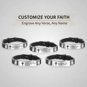 Promosyon Hediye Dini Yumuşak Silikon Bileklikler Özel Moda Aksesuarları Paslanmaz Çelik Hristiyan İncil Ayeti Bileklik - Product Image 1