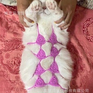 ชุดบิกินี่ไหมพรมทำมือสำหรับสัตว์เลี้ยง ชุดชั้นในสุนัข ถ่ายรูปพร็อพ ของอินฟลูเอนเซอร์ TikTok - Product Image 1