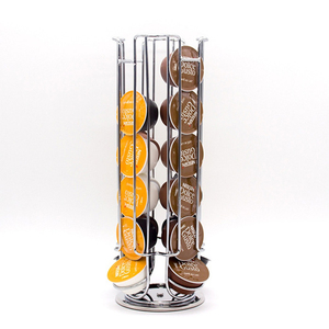 Essential capsule storage rack in kitchen Classic luxury display rack rotate 360 degrees display metal storage rack