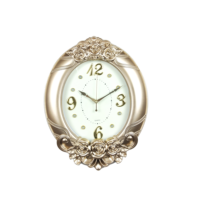 Jam Dinding Mewah Set Empat Bagian Model Oval Ukiran Mawar Emas Vintage Eropa, Tahan Air, Gaya Mid Century Modern