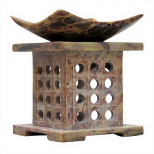 Magnifique lampe à huile aromatique en pierre savonneuse indienne artisanale - Brûleur d'arômes pour la décoration de la maison - Product Image 1