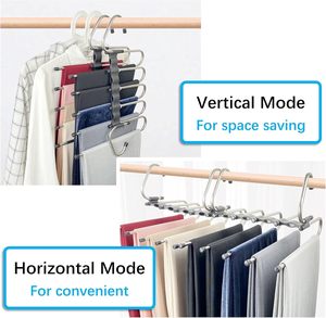 Magic Foldable 5-Tier Stainless Steel Pants Hangers Organizer with Space-Saving Design for Wardrobe Bathroom & Living Room - Product Image 3
