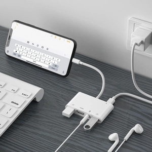 อะแดปเตอร์ส่งสัญญาณภาพไปยัง HDTV, ฮับ USB/OTG แบบคู่สำหรับ iphad/ipad เป็น1080P TV ไมค์แปลงสัญญาณเสียงสดพร้อมชาร์จ - Product Image 3