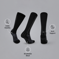 Chaussettes de compression montantes personnalisées avec logo, vente en gros, OEM pour le marathon, la course à vélo, la randonnée, la gym, l'entraînement et la récupération musculaire sportive