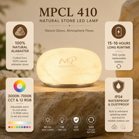 Lampe rechargeable en pierre d'albâtre naturelle, lampe de table sans fil RGB étanche et à intensité variable pour salle à manger de luxe et décoration intérieure