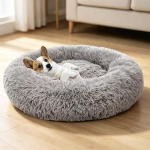 <span class=keywords><strong>Coussin</strong></span> rond <span class=keywords><strong>pour</strong></span> <span class=keywords><strong>chien</strong></span> <span class=keywords><strong>anti</strong></span>-anxiété apaisant, lavable, en fourrure moelleuse, avec base antidérapante - Product Image 1