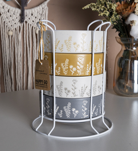 Lavender Under Glaze Pattern Stackable Rice Bowl Elegant Natural Design for Home Use and Restaurant Setting
