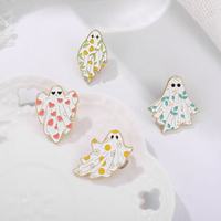 En gros, épingles en métal à l'effigie de dessins animés, broches en alliage fantôme sans visage pour Halloween, épingles en émail créatives et mignonnes, badges décoratifs pour vêtements