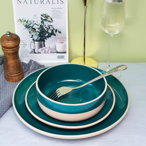 Juego de Platos y Tazones Redondos <span class=keywords><strong>Soho</strong></span> con Esmalte de Color Verde Oscuro, 18 Piezas, para 6 Personas, Vajilla de Cerámica - Product Image 2