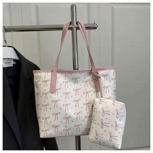 THK0524 Nuevo Conjunto de Bolsos Grandes Tipo Tote con Lazo Estampado, a la Moda, para Mujer, Bolsos de Hombro con Cadenas, Cierre Único, Poliéster - Product Image 6