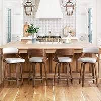 Tabouret de bar moderne en bois massif courbé, pivotant à 360°, en cuir PU, avec repose-pieds en métal, écologique, durable, pour la maison, le bar, l'îlot de cuisine
