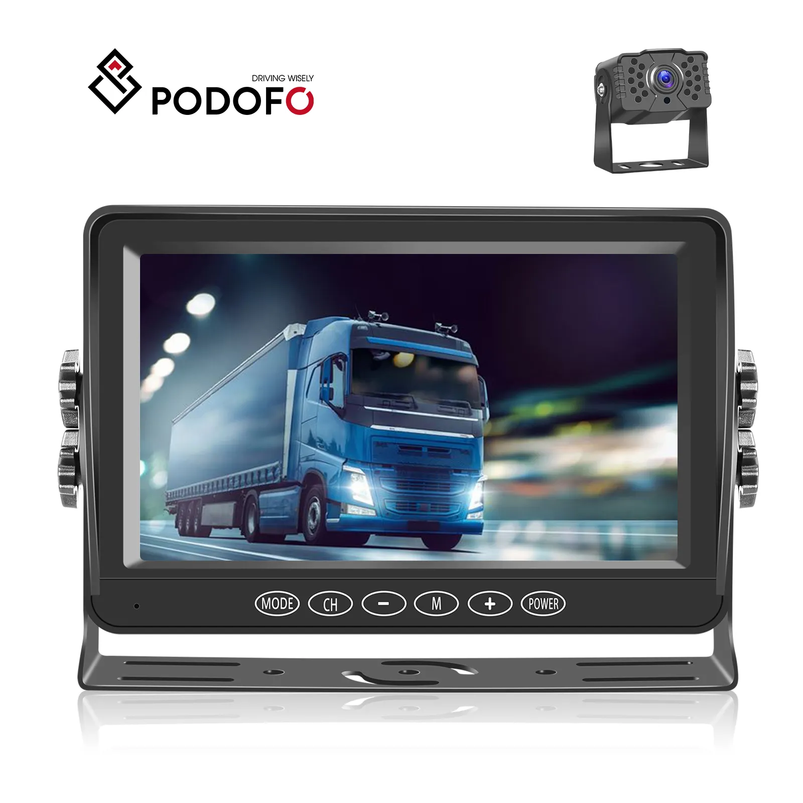 Podof Rearview 7'' Monitor Car Reversing camera Kit Wired Digital Video Recorder Back Up Monitor For Cars Truck Vehicle