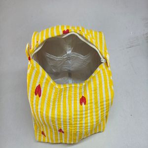 Juego de 3 neceseres acolchados de algodón 100% con diseño de corazón rojo y amarillo, estilo tradicional, plegables, multifuncionales, ecológicos y a prueba de polvo. - Product Image 3