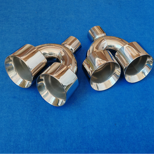 Embout d'échappement de 5 pouces en forme de U, double sortie, coupe inclinée, embout de silencieux en acier inoxydable poli, tuyau d'échappement, réglage des performances - Product Image 4