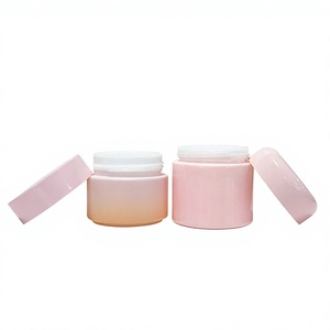 Pots cosmétiques en verre dégradé mat de luxe en gros, 5g-250g, pots d'emballage givrés pour soins de la peau avec couvercles en grain de bois et mats - Product Image 5
