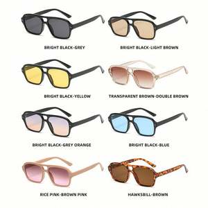 Gafas de Sol Cuadradas con Marco Pequeño Azul Retro de Moda 2022, Gafas de Sol de Piloto con Doble Puente para Mujer - Product Image 6