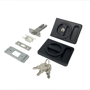 CHINA FACTORY glissière carrée cavité double tour clé crochet poignée coulissante serrure de confidentialité poche porte loquet verre serrure - Product Image 1