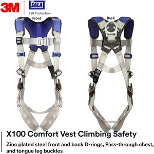 เสื้อกั๊กนิรภัย DBI-Sala ExoFit X100 สำหรับปีนเขา ป้องกันการตก ได้มาตรฐาน OSHA, ANSI พร้อมห่วงรูปตัว D ด้านหน้าและด้านหลัง สายรัดขาแบบลิ้นหัวเข็มขัด - Product Image 2