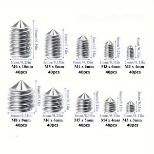 304 Stainless Steel Internal Hex Pointed <b>Set</b> <b>Screws</b> M3 M4 M5 M6 M8 Metric DIN 913 Corrosion Resistant 400pcs - Product Image 1