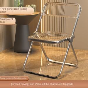 เก้าอี้รับประทานอาหารในบ้านแบบทันสมัยเก้าอี้อะคริลิคใสขนาดเล็กสีแดงสำหรับเสื้อผ้าร้านเครื่องสำอางเก้าอี้พับได้ - Product Image 6