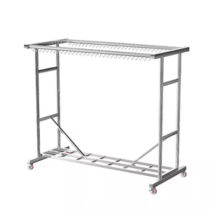 Perchero de <span class=keywords><strong>ropa</strong></span> de alta resistencia, estante de <span class=keywords><strong>ropa</strong></span> plegable con ruedas, estante de <span class=keywords><strong>ropa</strong></span> de doble barra para colgar <span class=keywords><strong>ropa</strong></span>, portátil comercial - Product Image 1