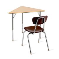 Verstellbares Modernes Dreieckiges Schüler-Schreibtisch-Stuhl-Set Langlebiger Schultisch mit Metallbeinen Ergonomische Klassenzimmermöbel für Kinder