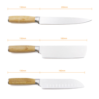 Ensemble de 5 couteaux de cuisine avec manche en bambou, couteaux de cuisine multifonctionnels, couverts de cuisine pour la maison, la cuisine et le restaurant
